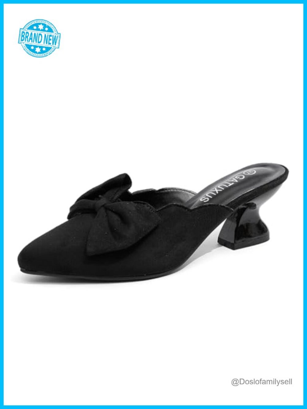 Women's Kitten Heel Bow Mules Pointed Toe Slip On Sandals 2.3'' Heel